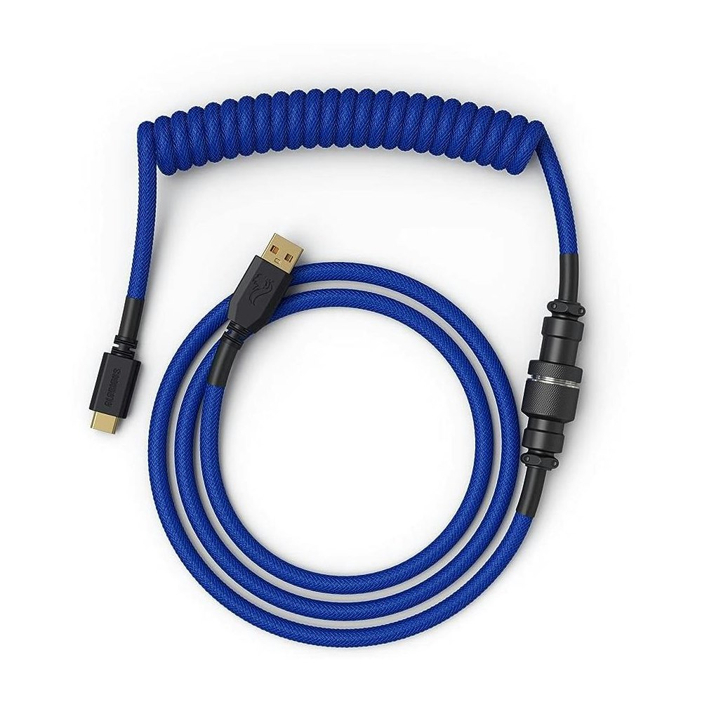 A large main feature product image of Glorious Coiled USB-C Keyboard Cable - Cobalt Blue