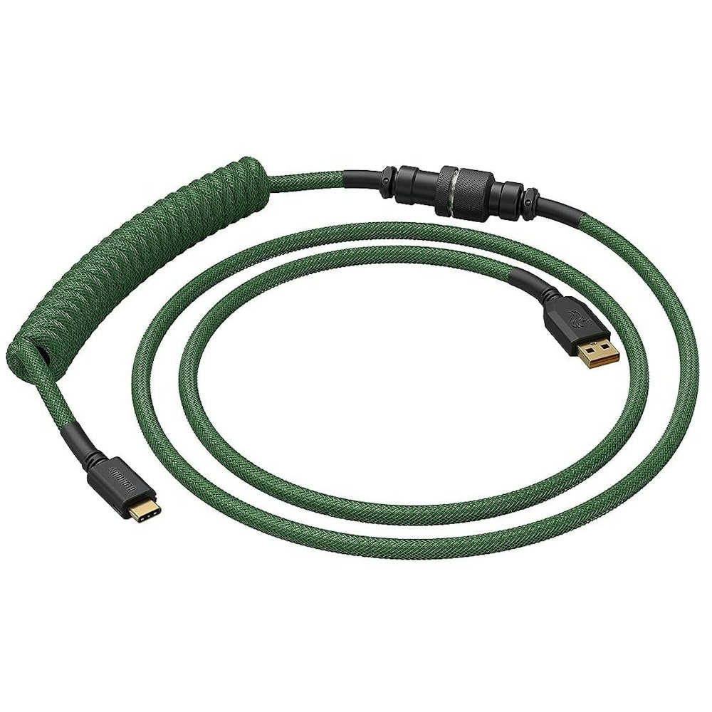 A large main feature product image of Glorious Coiled USB-C Keyboard Cable - Forest Green