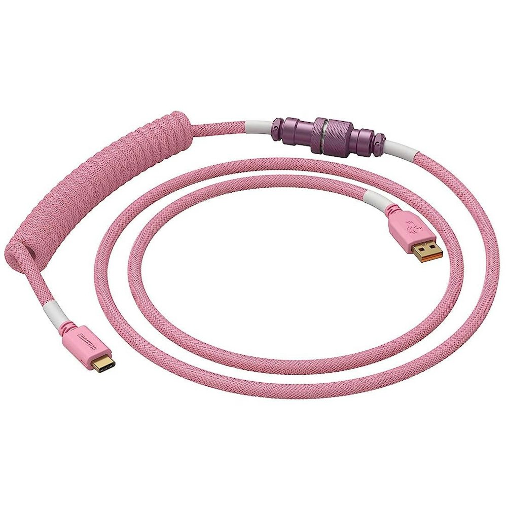 A large main feature product image of Glorious Coiled USB-C Keyboard Cable - Pixel Pink