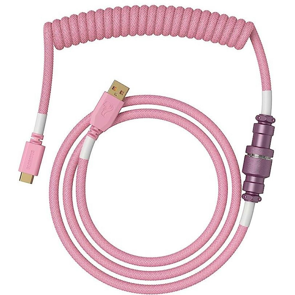 A large main feature product image of Glorious Coiled USB-C Keyboard Cable - Pixel Pink