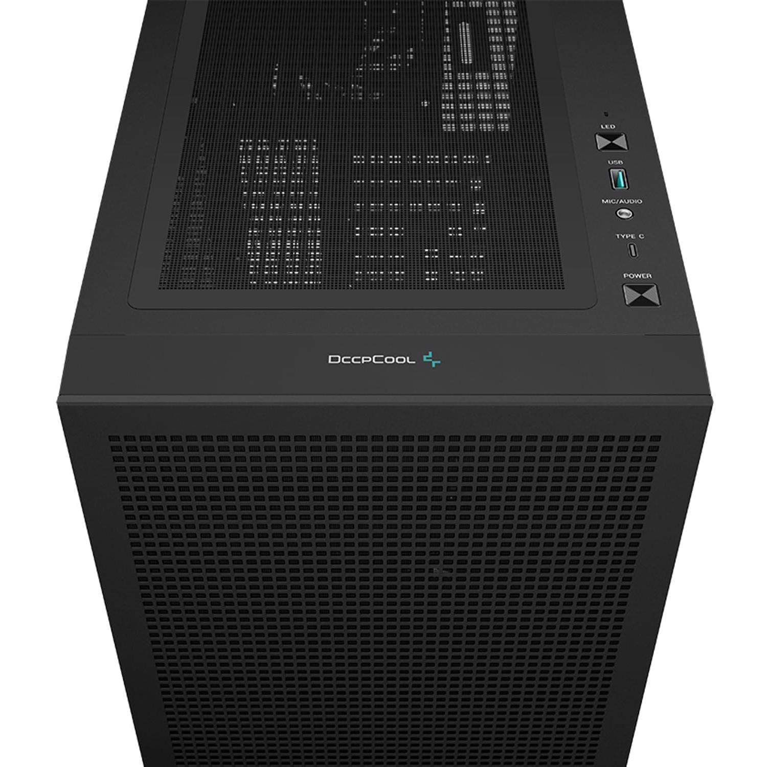 A large main feature product image of DeepCool CH560 Tempered Glass Mid Tower Case (Black)