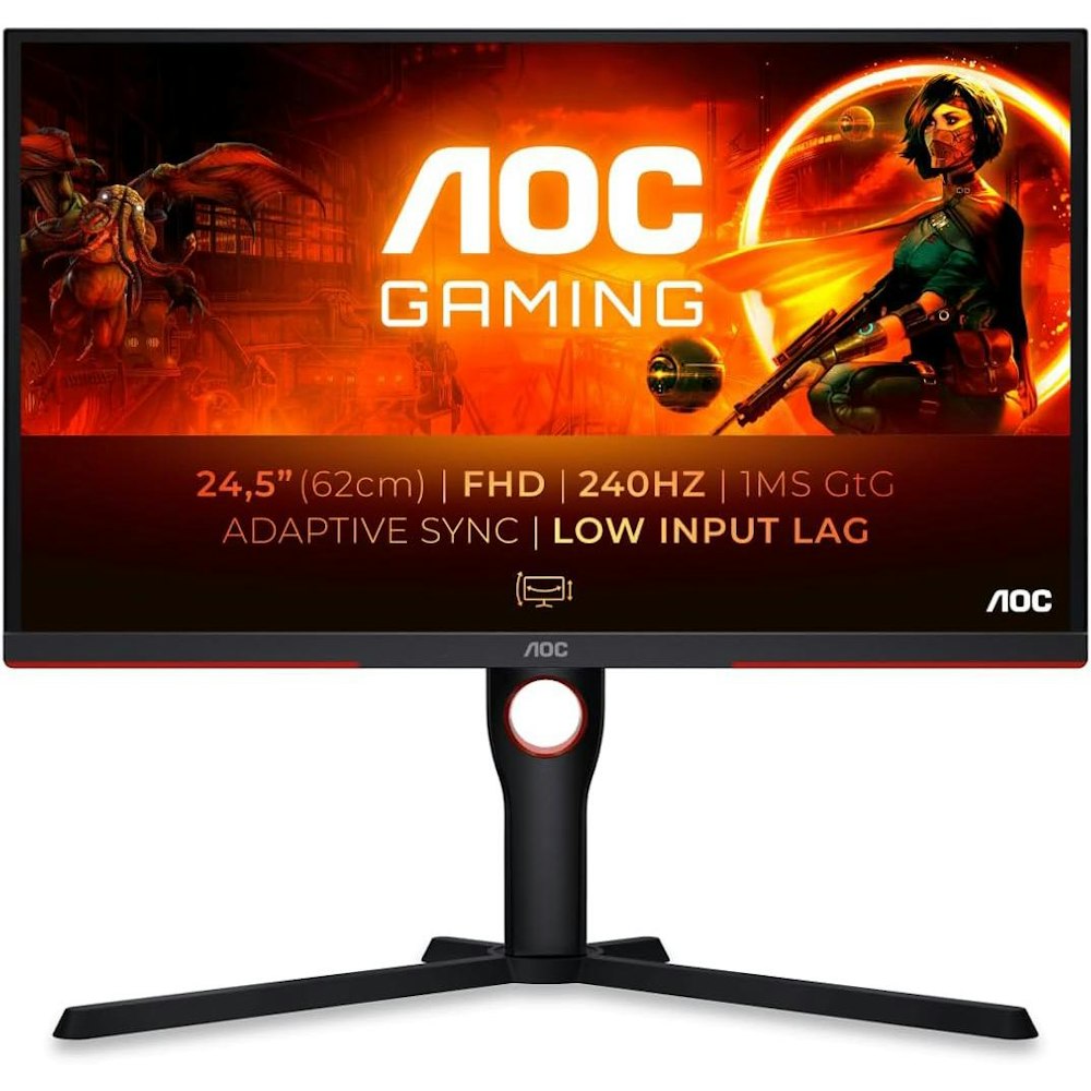 A large main feature product image of AOC Gaming 25G3ZM - 24.5" FHD 240Hz VA Monitor