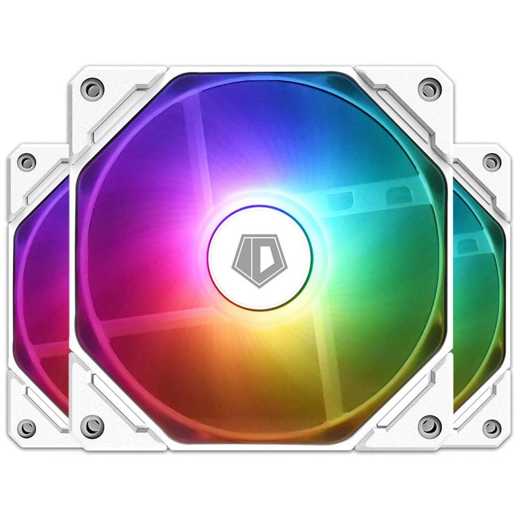 A large main feature product image of ID-COOLING TF Series 120mm ARGB PWM Fan 3-Pack (White)