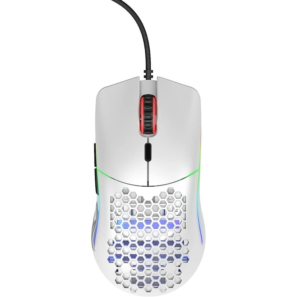 A large main feature product image of Glorious Model O Wired Gaming Mouse - Matte White