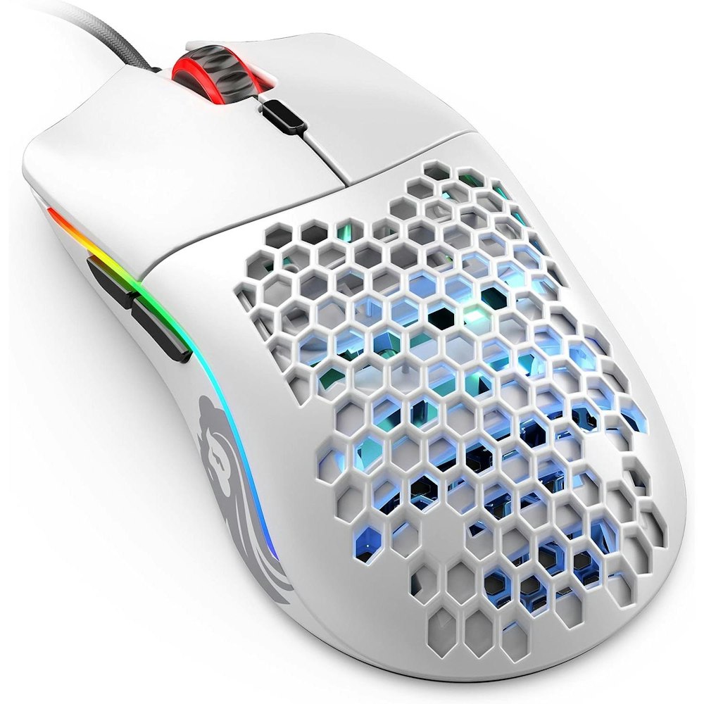 A large main feature product image of Glorious Model O Minus Wired Gaming Mouse - Matte White