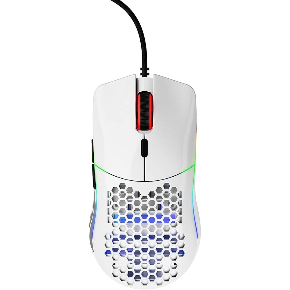 A large main feature product image of Glorious Model O Minus Wired Gaming Mouse - Glossy White