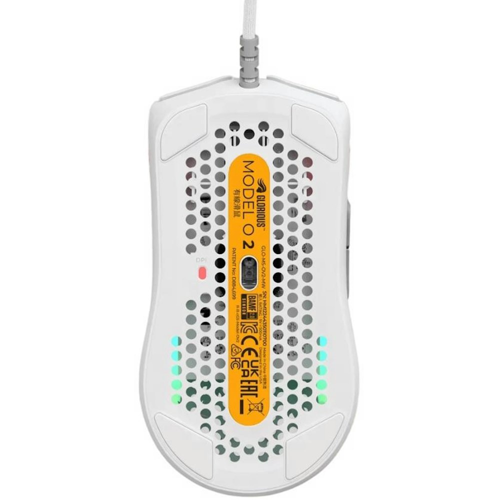 A large main feature product image of Glorious Model O 2 Ambidextrous Wired Gaming Mouse - Matte White