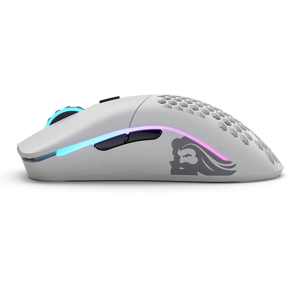 A large main feature product image of Glorious Model O Ambidextrous Wireless Gaming Mouse - Matte White