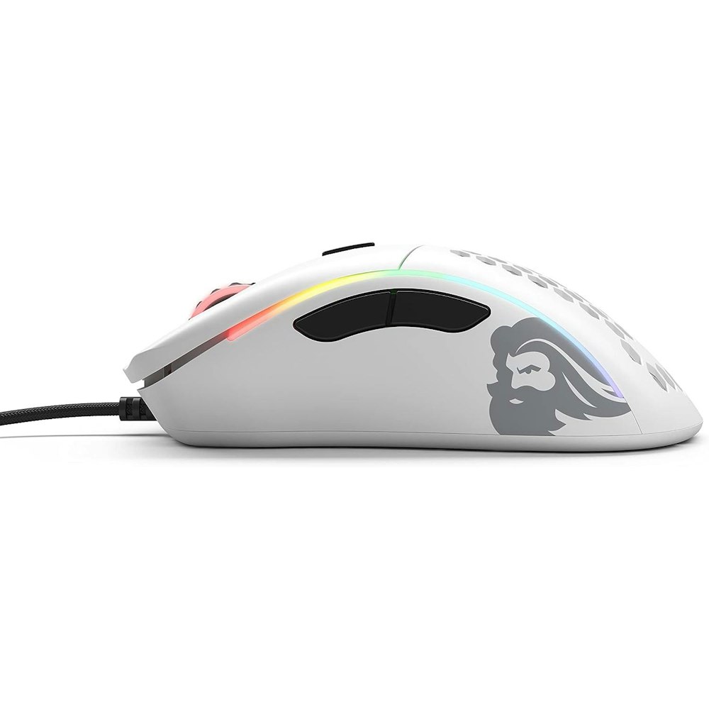A large main feature product image of Glorious Model D Wired Gaming Mouse - Matte White