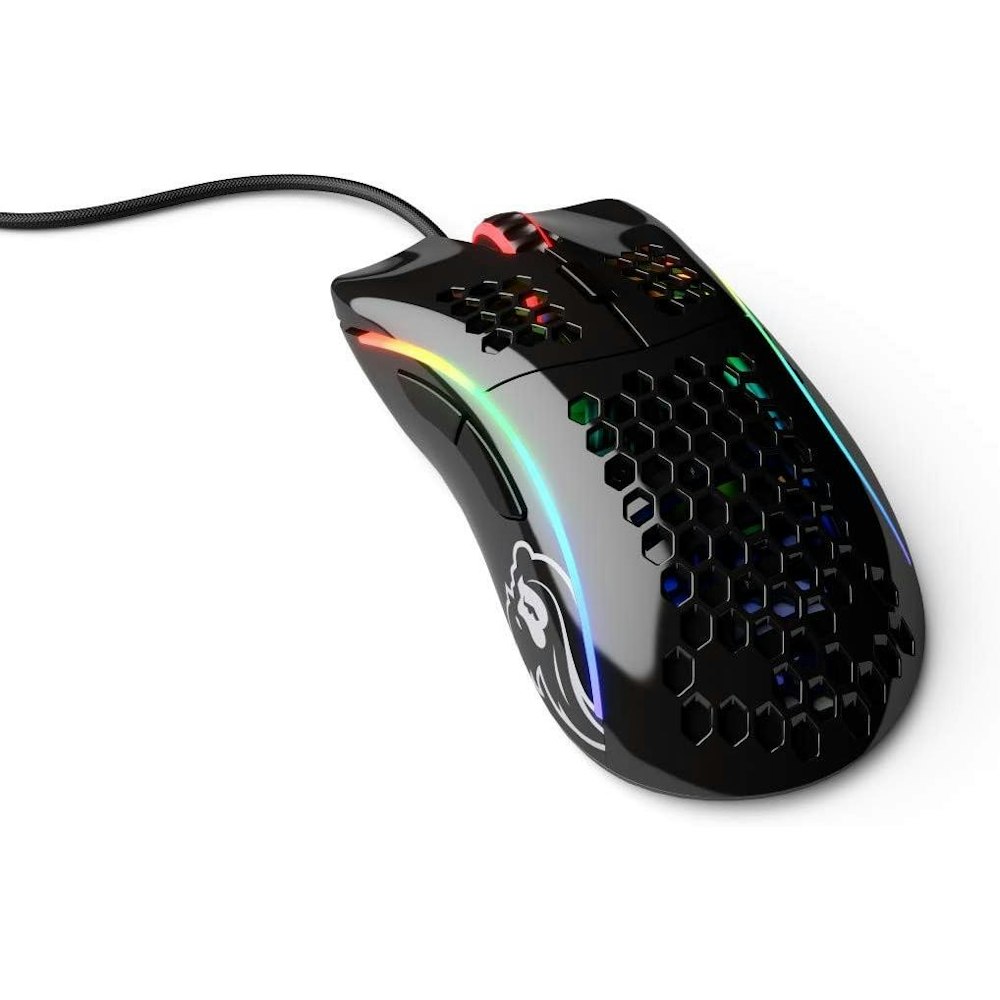 A large main feature product image of Glorious Model D Wired Gaming Mouse - Glossy Black