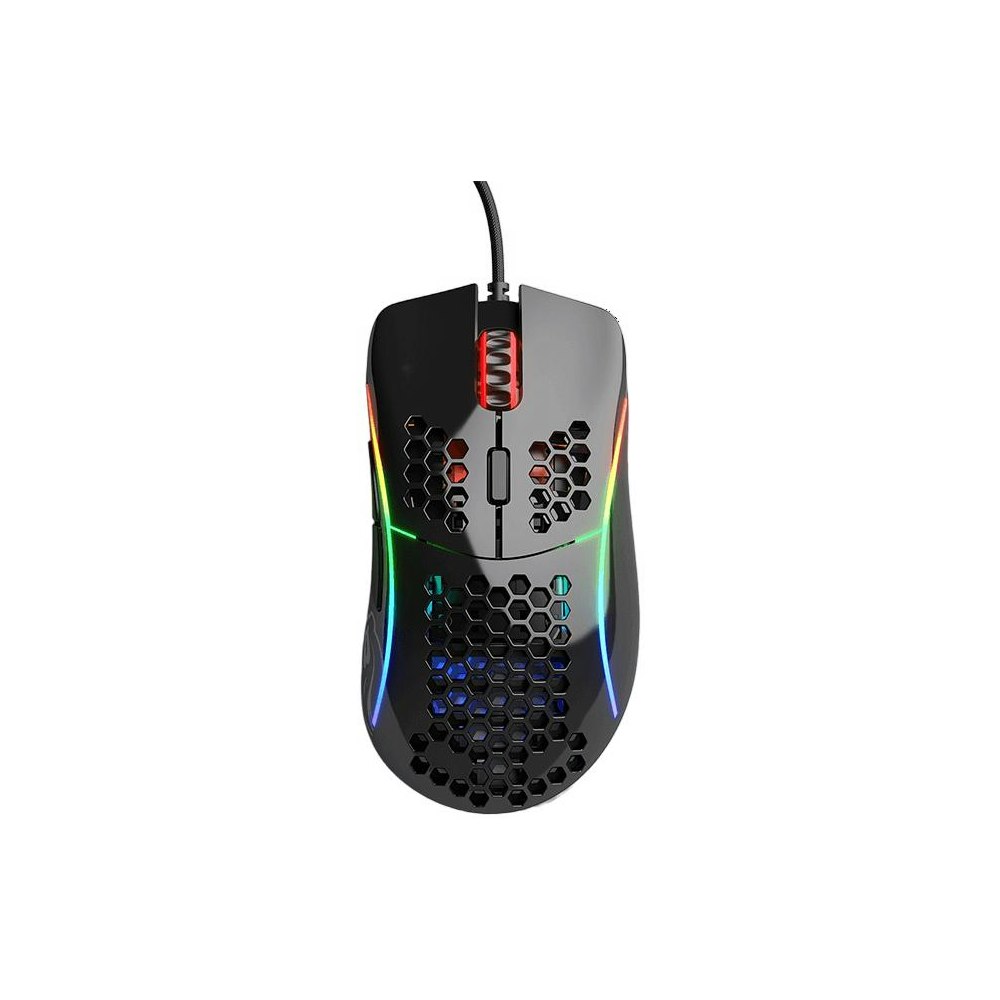 A large main feature product image of Glorious Model D Wired Gaming Mouse - Glossy Black