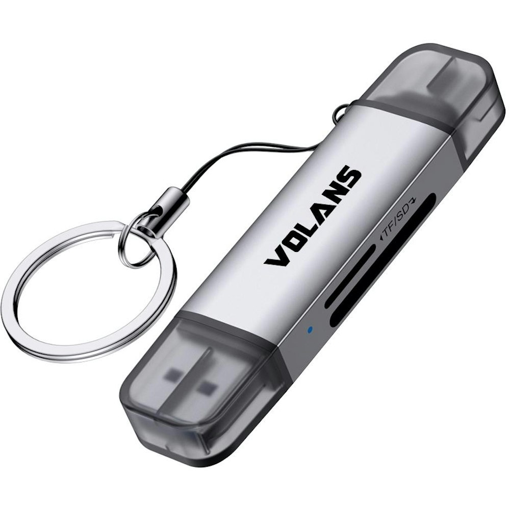 A large main feature product image of Volans VL-CR06 USB-A/C SD/Micro SD Card Reader