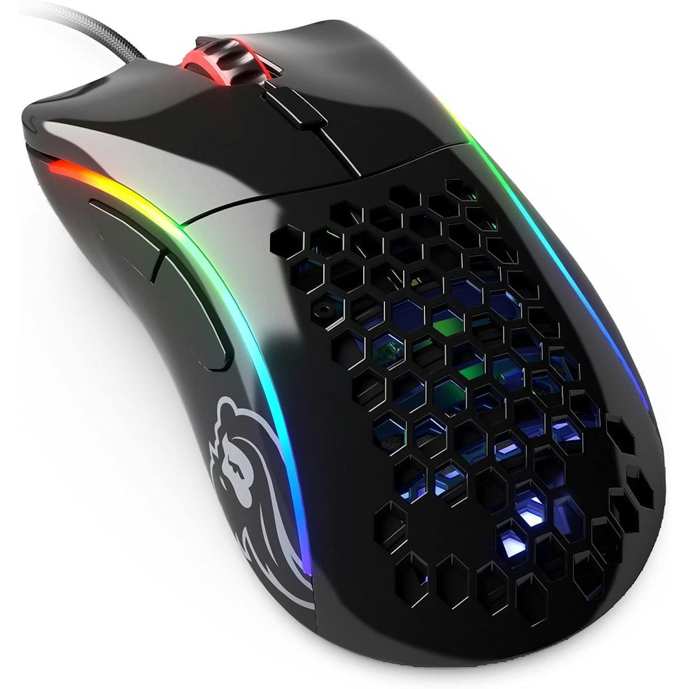 A large main feature product image of Glorious Model D Minus Wired Gaming Mouse - Glossy Black