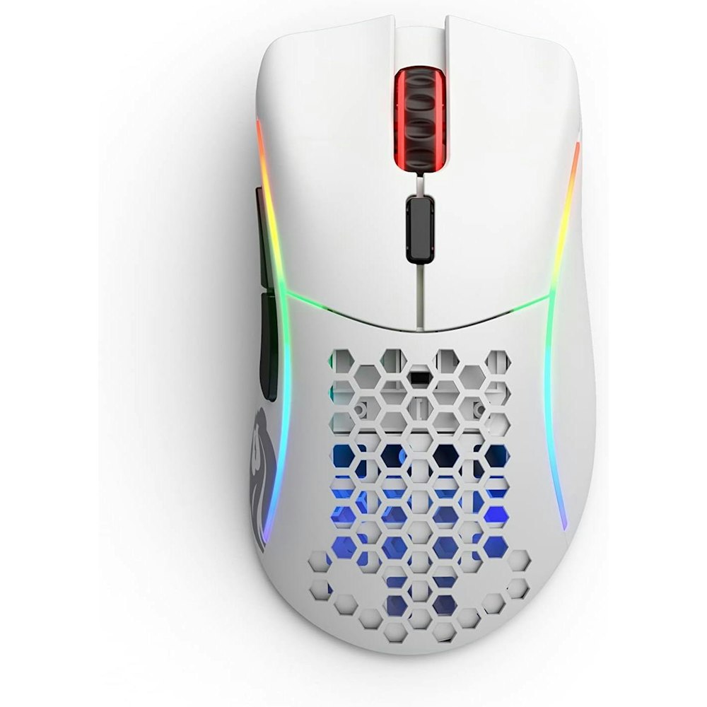A large main feature product image of Glorious Model D Ergonomic Wireless Gaming Mouse - Matte White