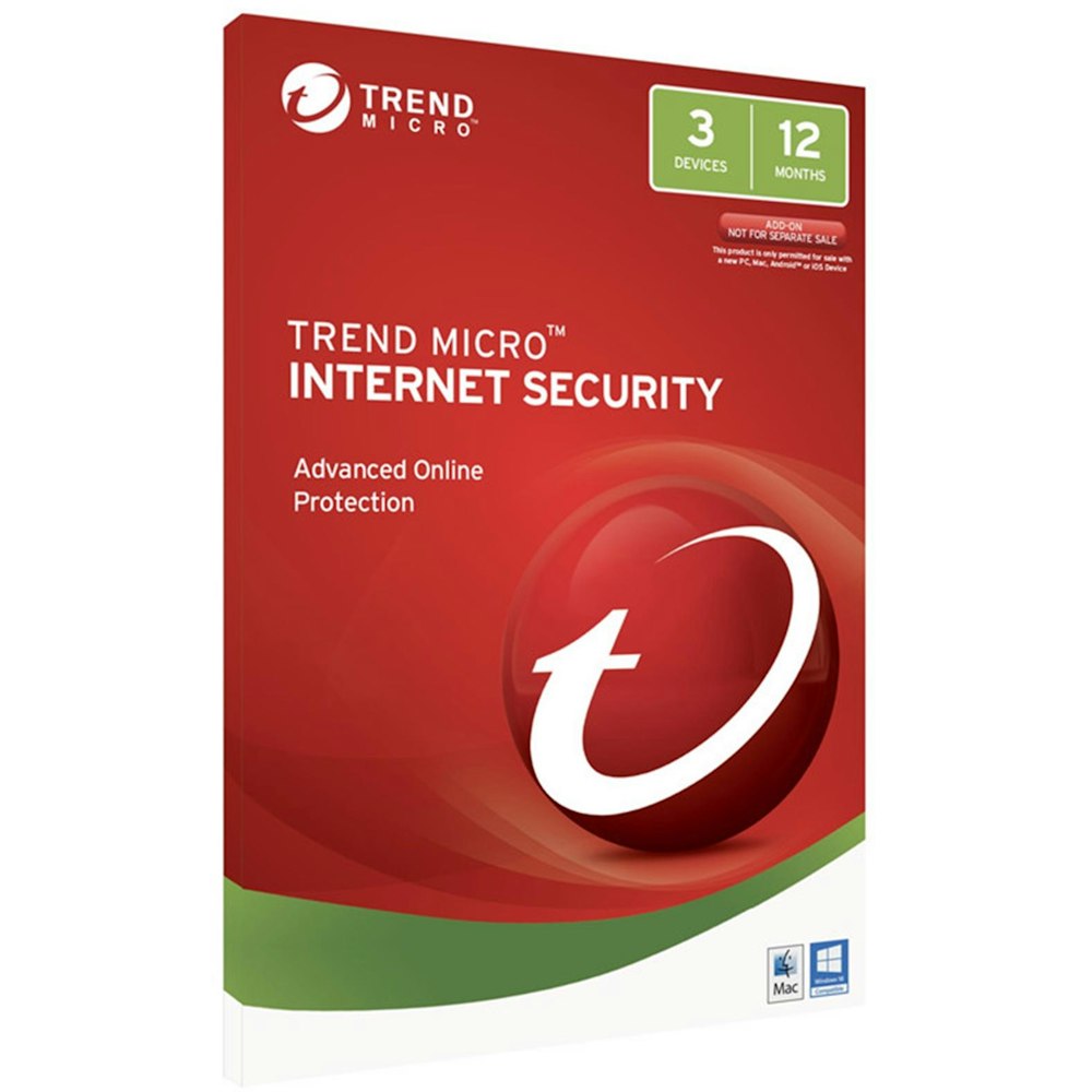 A large main feature product image of Trend Micro Internet Security (1-3 Devices) 1Yr Subscription Add-On