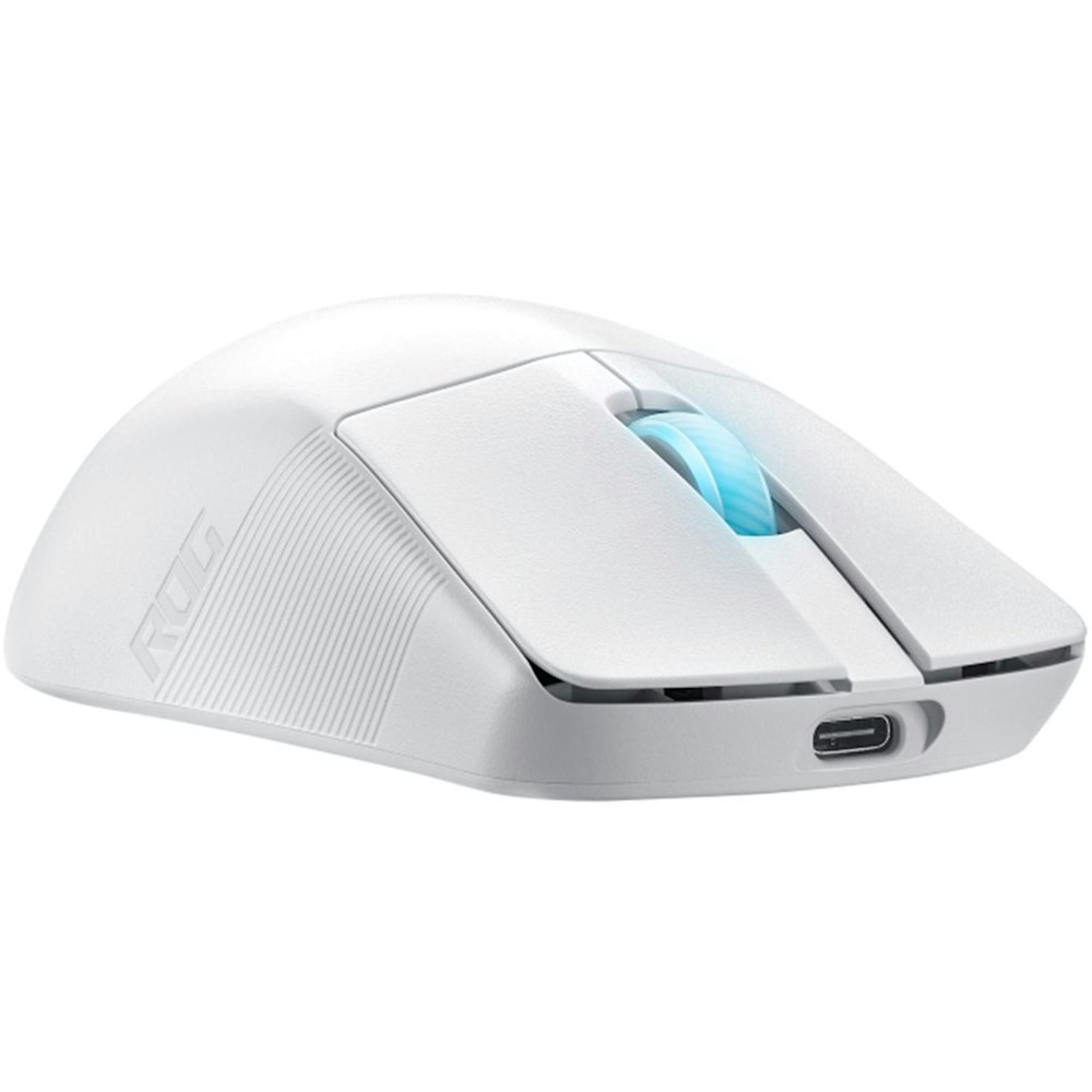 A large main feature product image of ASUS ROG Harpe Ace Wireless Gaming Mouse - Aim Lab Edition - White