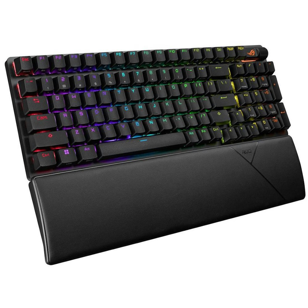 A large main feature product image of ASUS ROG Strix Scope II 96 Wireless Mechanical Gaming Keyboard - Snow Switch