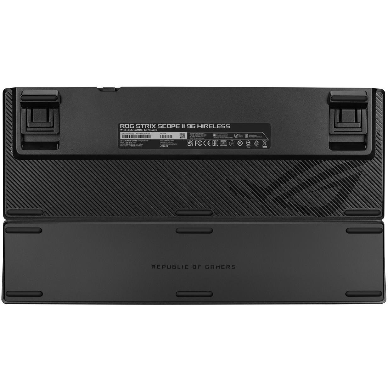 A large main feature product image of ASUS ROG Strix Scope II 96 Wireless Mechanical Gaming Keyboard - Snow Switch