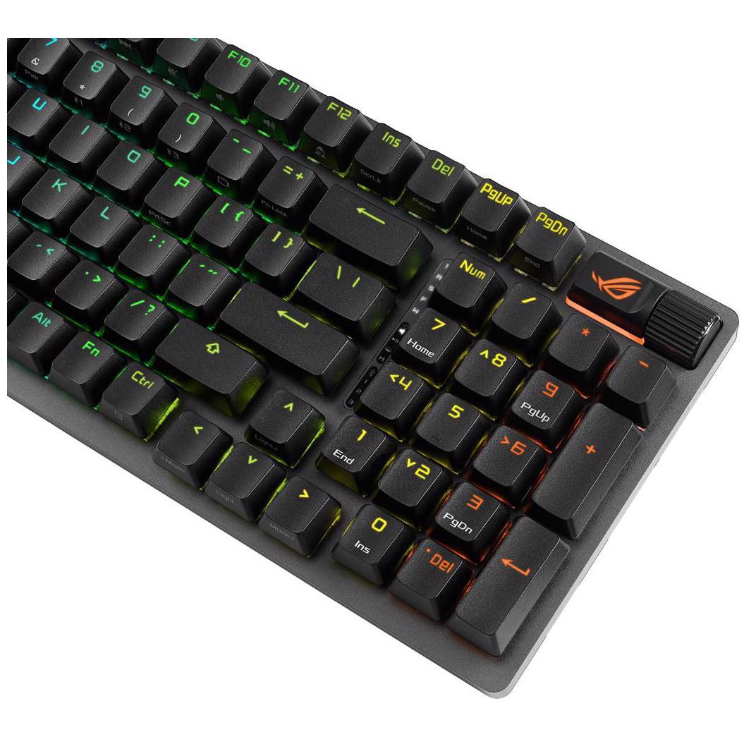 A large main feature product image of ASUS ROG Strix Scope II 96 Wireless Mechanical Gaming Keyboard - Snow Switch