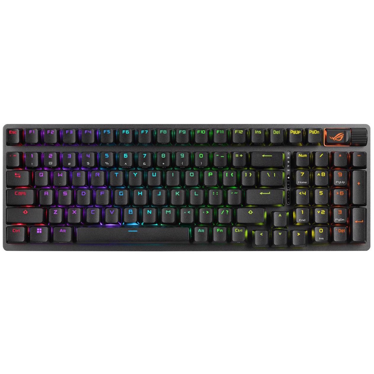 A large main feature product image of ASUS ROG Strix Scope II 96 Wireless Mechanical Gaming Keyboard - Storm Switch