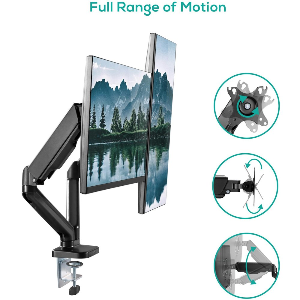 A large main feature product image of mBeat activiva ErgoLife Dual Monitor Steel Gas Spring Monitor Arm