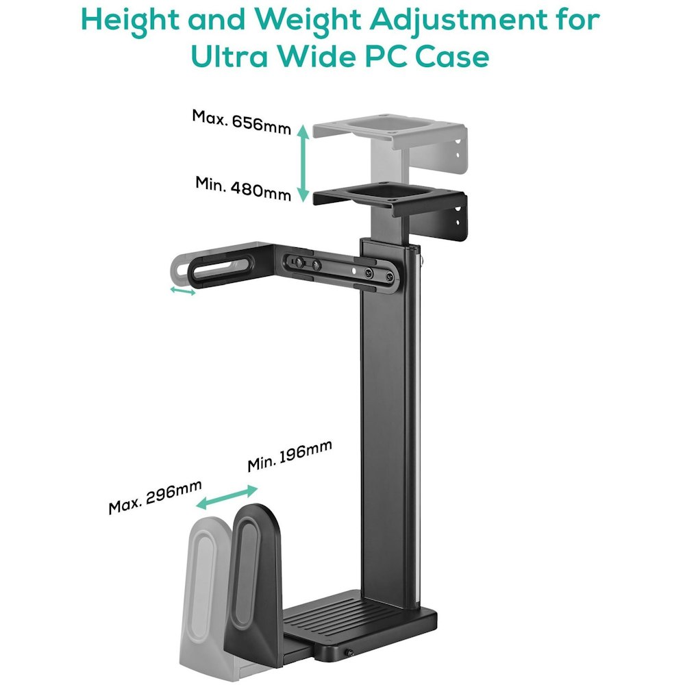 A large main feature product image of mbeat activiva Ultra-Wide Adjustable Wall & Under-Desk PC Mount