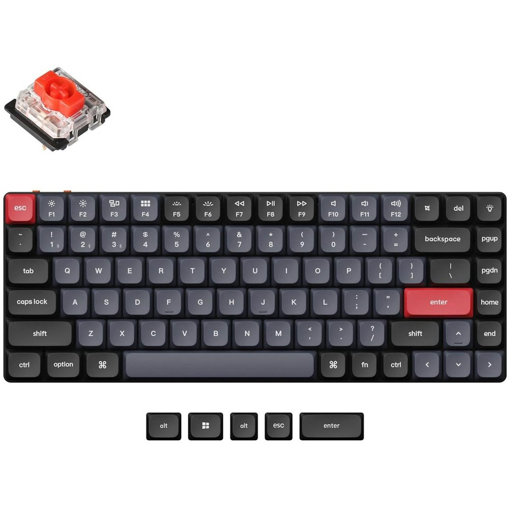 A large main feature product image of Keychron K3 Pro QMK/VIA RGB Low Profile Hot-Swappable 75% Wireless Mechanical Keyboard - Black (Red Switch)