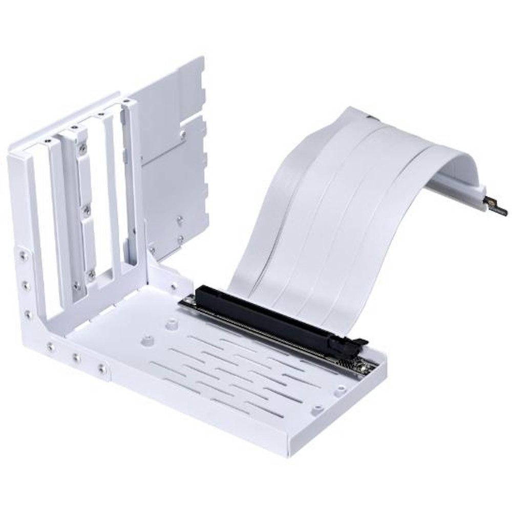 A large main feature product image of Lian Li VG4-4-V2W Universal 4 Slots Vertical GPU Kit with Gen 4 Riser - White
