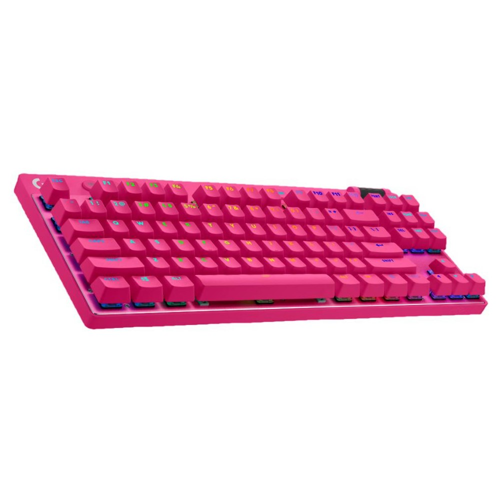 A large main feature product image of Logitech G PRO X TKL Lightspeed Wireless Gaming Keyboard - Magenta