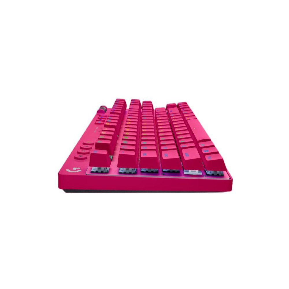 A large main feature product image of Logitech G PRO X TKL Lightspeed Wireless Gaming Keyboard - Magenta