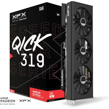 Product image of XFX Radeon RX 7700 XT Speedster QICK 319 12GB GDDR6 - Black - Click for product page of XFX Radeon RX 7700 XT Speedster QICK 319 12GB GDDR6 - Black