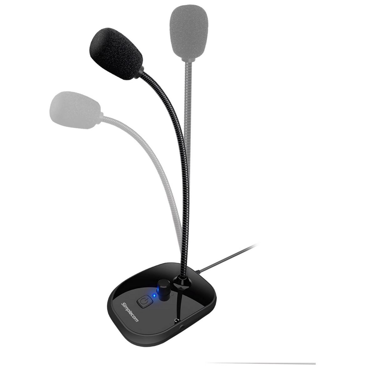 A large main feature product image of Simplecom UM360 Plug and Play USB Desktop Microphone with Headphone Jack