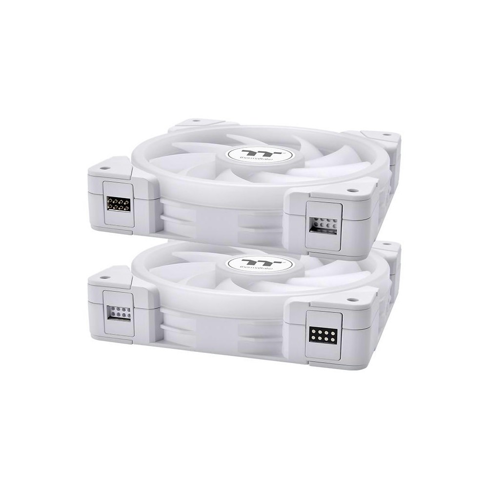 A large main feature product image of Thermaltake SWAFAN EX14 ARGB 3-Pack 140mm PWM Cooling Fan - White