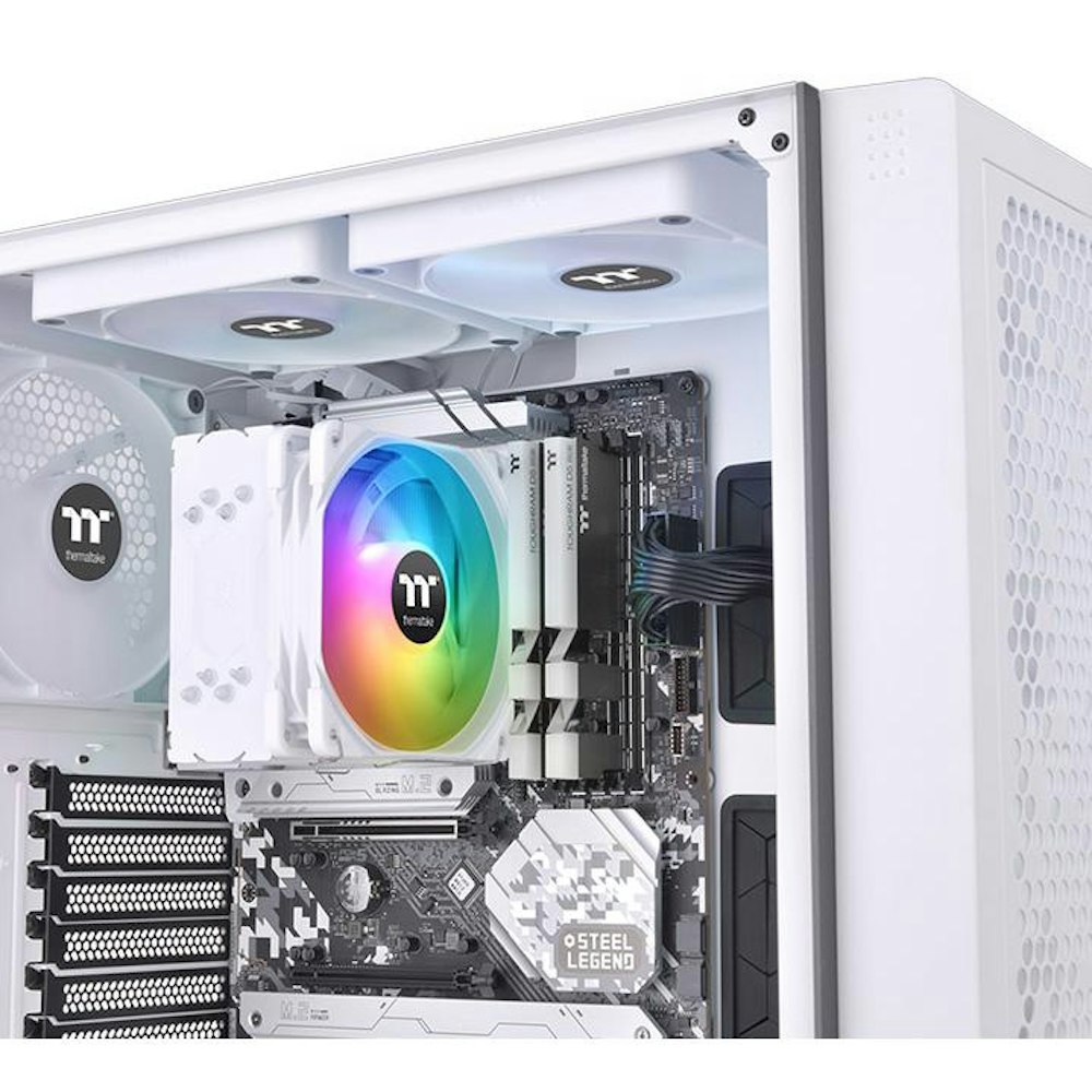 A large main feature product image of Thermaltake UX200 SE - ARGB CPU Cooler (White)