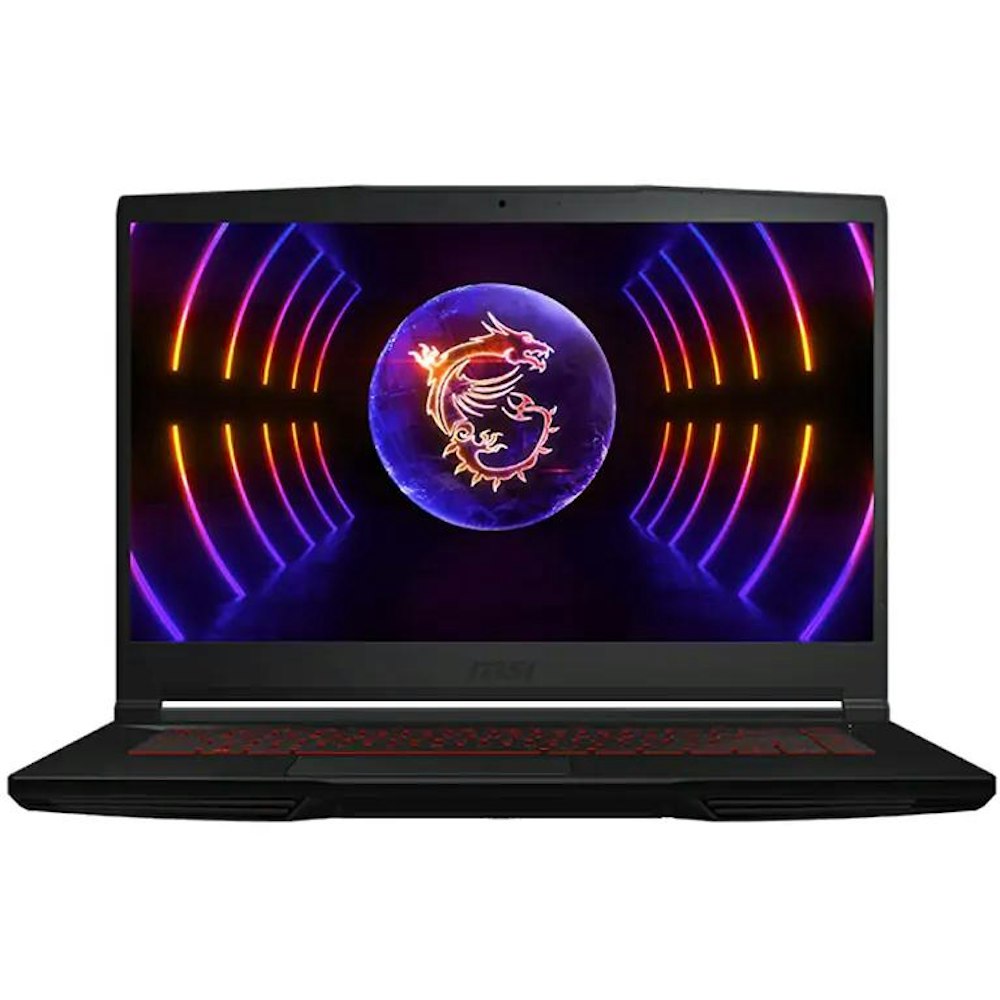 A large main feature product image of MSI Thin GF63 (12V) - 15.6" 144Hz, 12th Gen i5, RTX 4060, 16GB/512GB - Win 11 Gaming Notebook