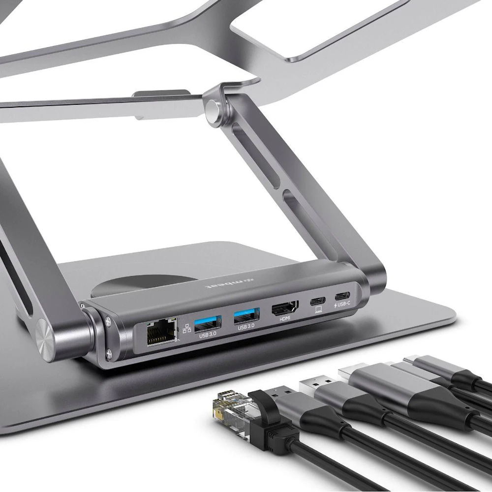 A large main feature product image of mbeat Stage S12 Rotating Laptop Stand with USB Type-C Docking Station