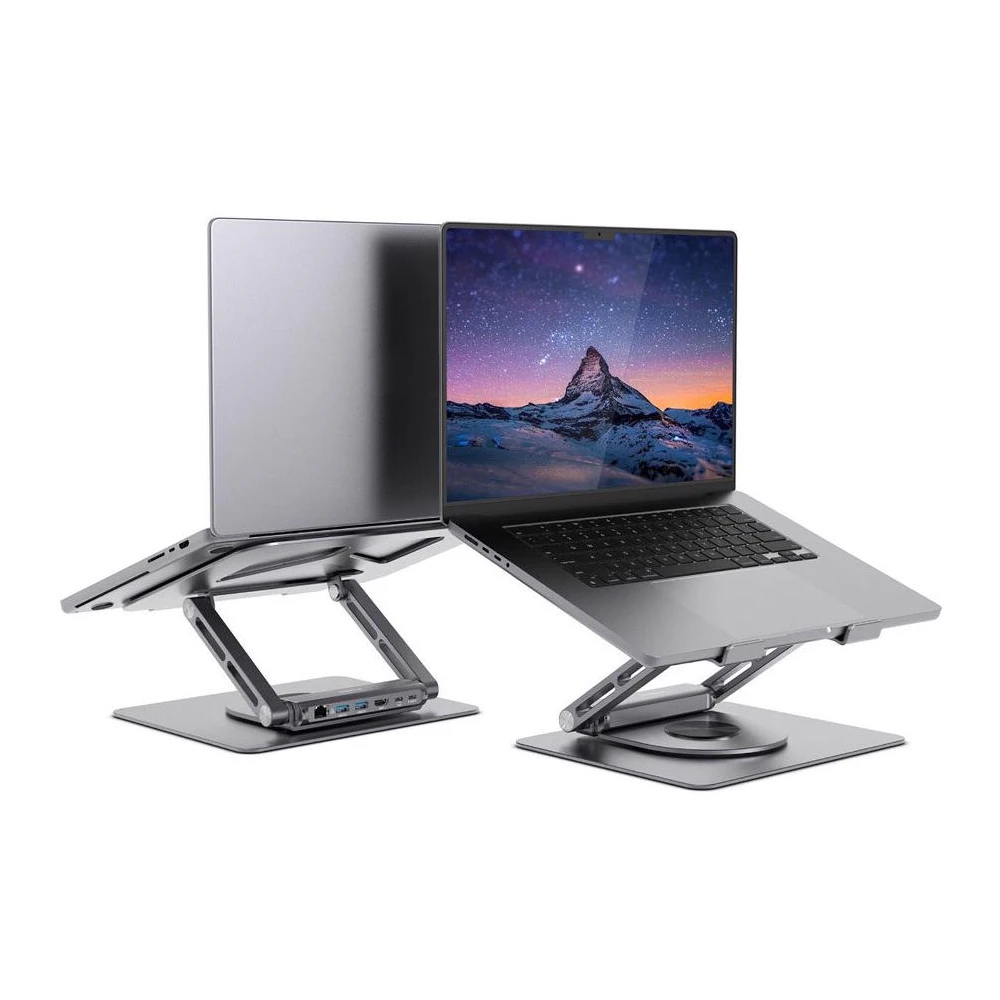 A large main feature product image of mbeat Stage S12 Rotating Laptop Stand with USB Type-C Docking Station