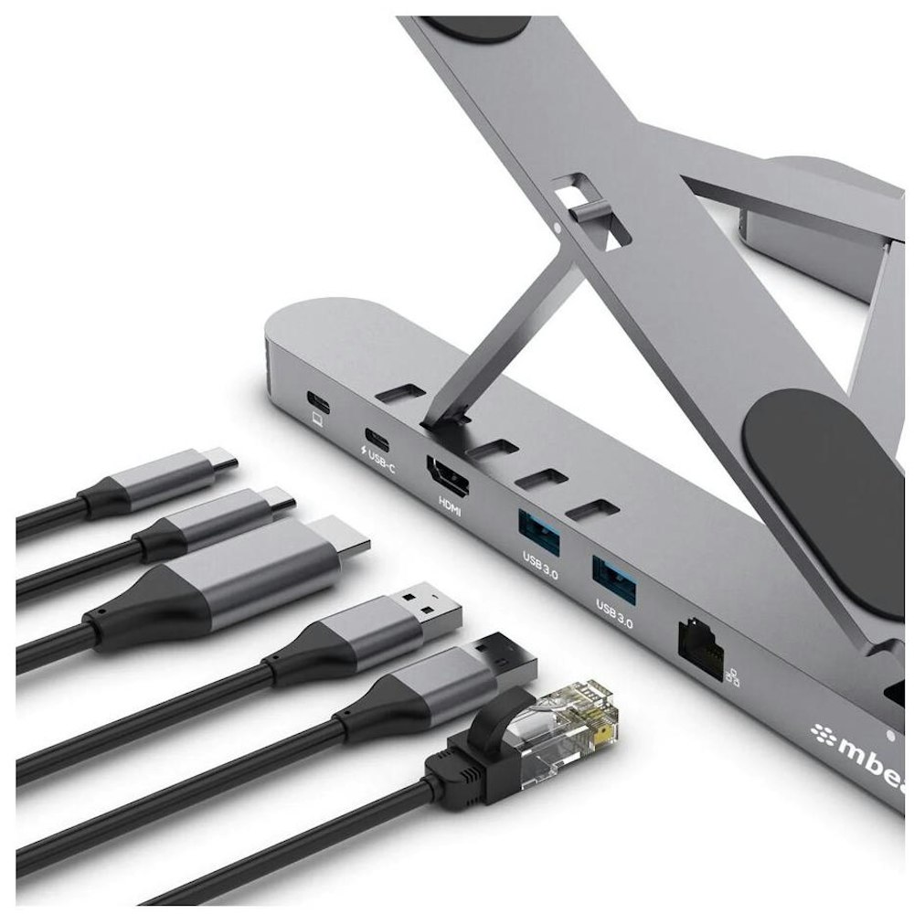 A large main feature product image of mbeat Stage P5 Portable Laptop Stand with USB-C Docking Station