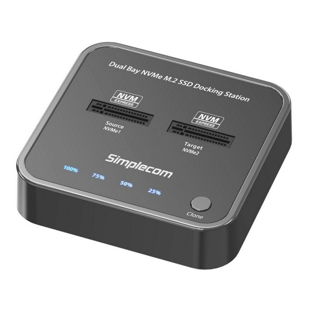 A large main feature product image of Simplecom SD550 USB 3.2 Gen 2 to Dual Bay NVMe M.2 SSD Docking Station
