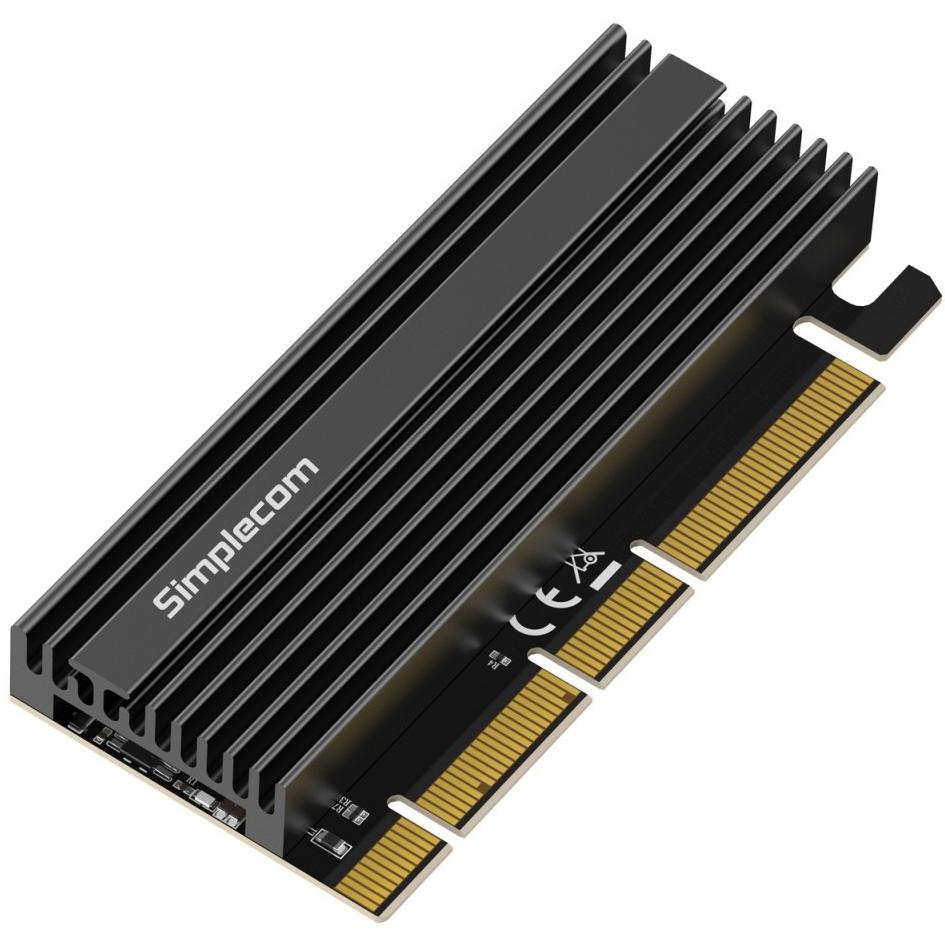 A large main feature product image of Simplecom EC415B NVMe M.2 SSD to PCIe x4 x8 x16 Expansion Card with Aluminium Heat Sink - Black