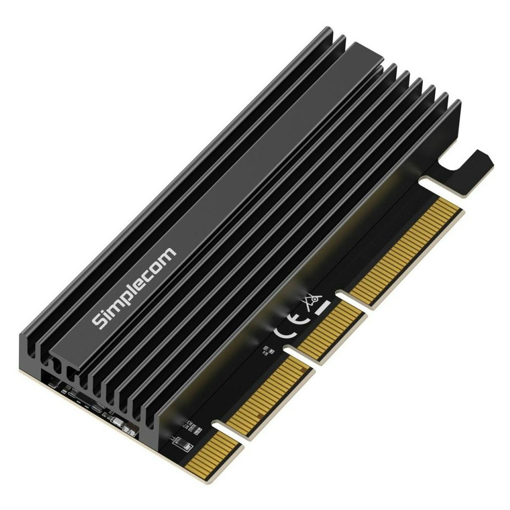 A large main feature product image of Simplecom EC415B NVMe M.2 SSD to PCIe x4 x8 x16 Expansion Card with Aluminium Heat Sink - Black