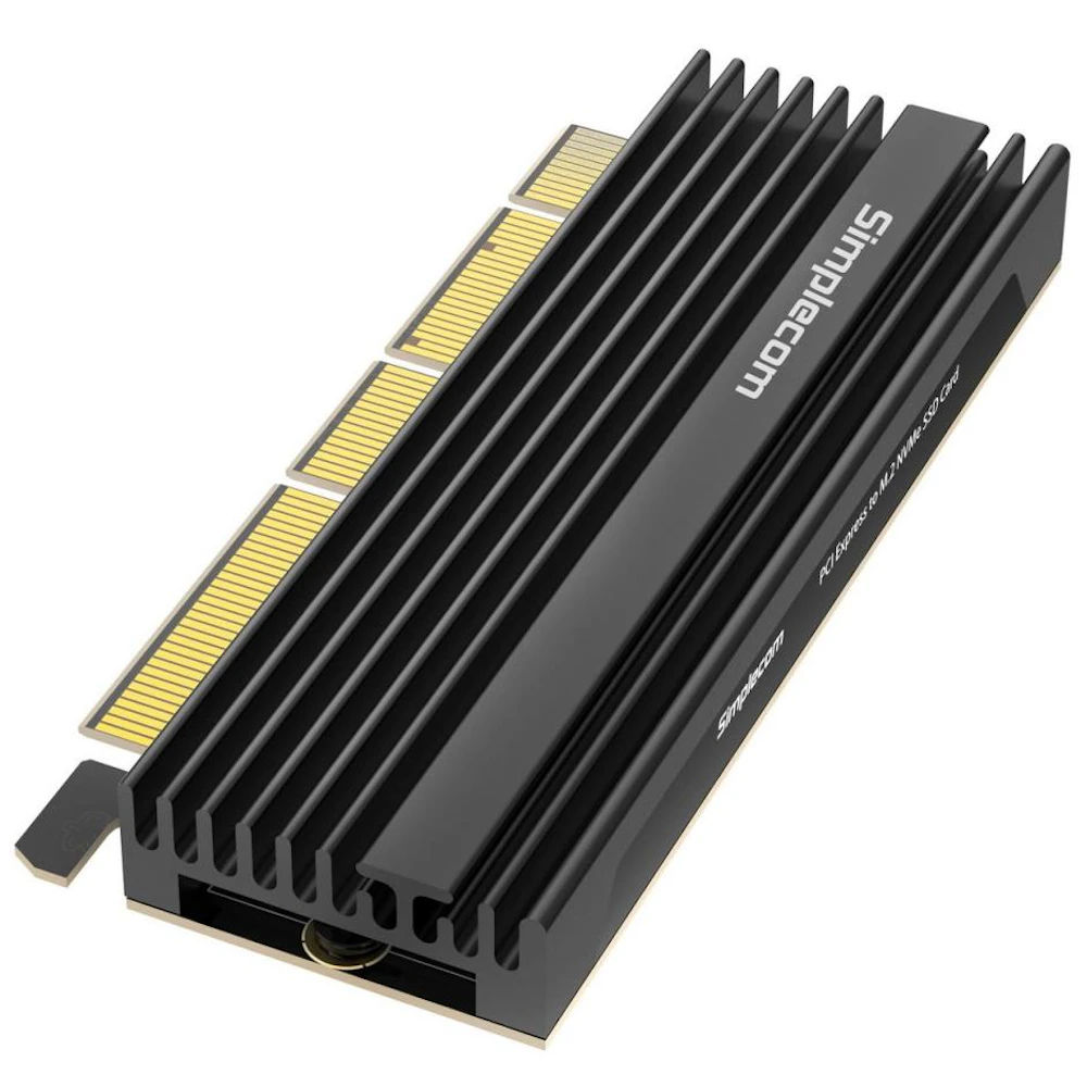 Simplecom EC415B NVMe M.2 SSD to PCIe x4 x8 x16 Expansion Card with Aluminium Heat Sink - Black
