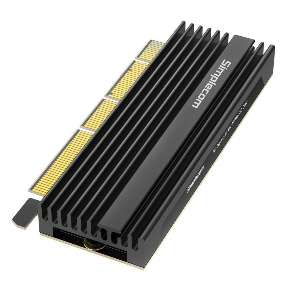 A large main feature product image of Simplecom EC415B NVMe M.2 SSD to PCIe x4 x8 x16 Expansion Card with Aluminium Heat Sink - Black