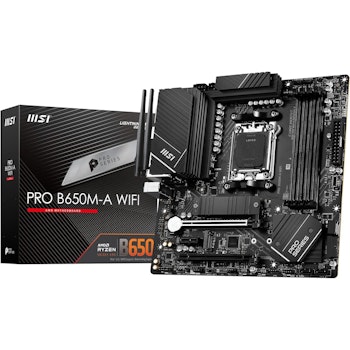 Product image of MSI PRO B650M-A WiFi AM5 mATX Desktop Motherboard - Click for product page of MSI PRO B650M-A WiFi AM5 mATX Desktop Motherboard