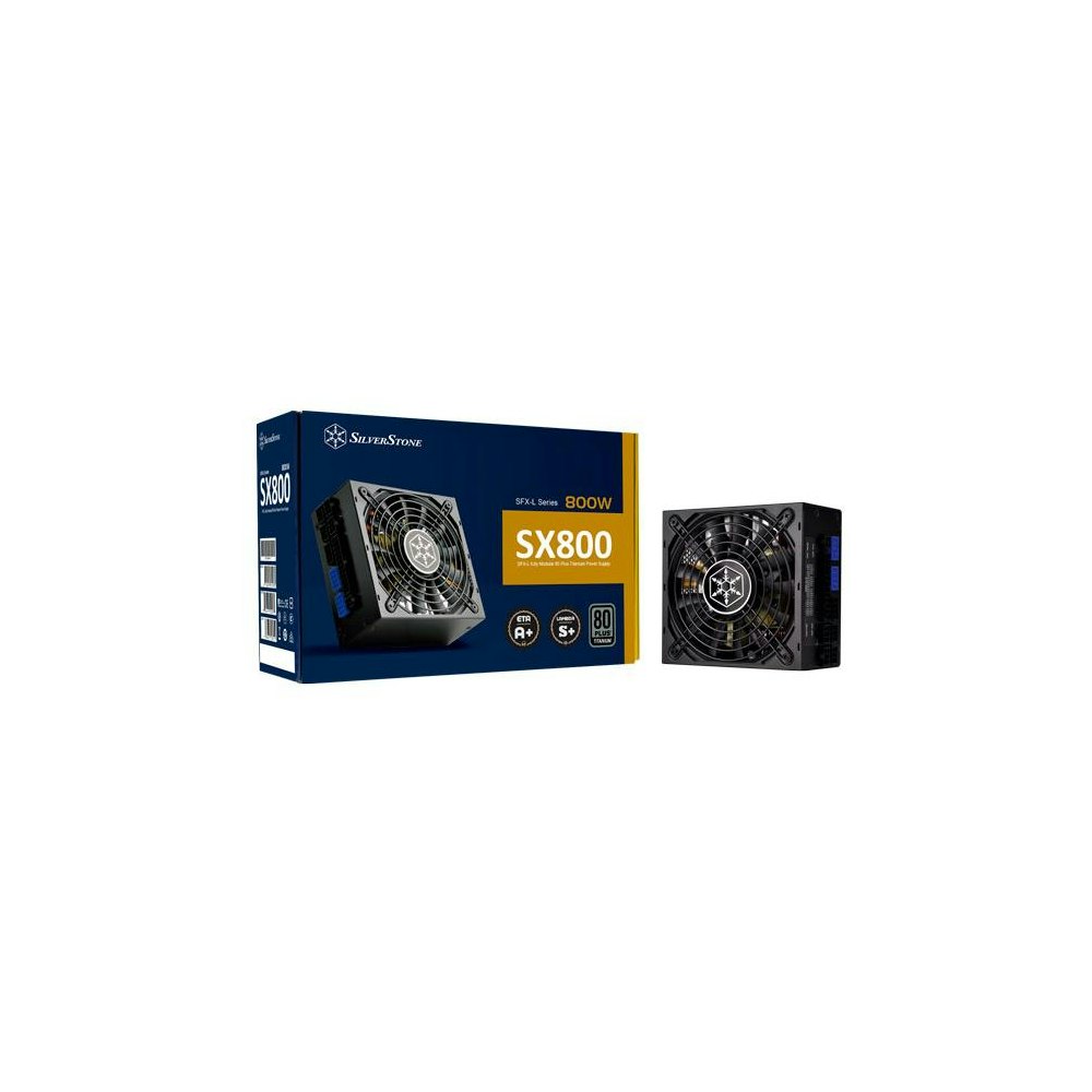A large main feature product image of Silverstone SX 800W Titanium SFX-L Modular PSU