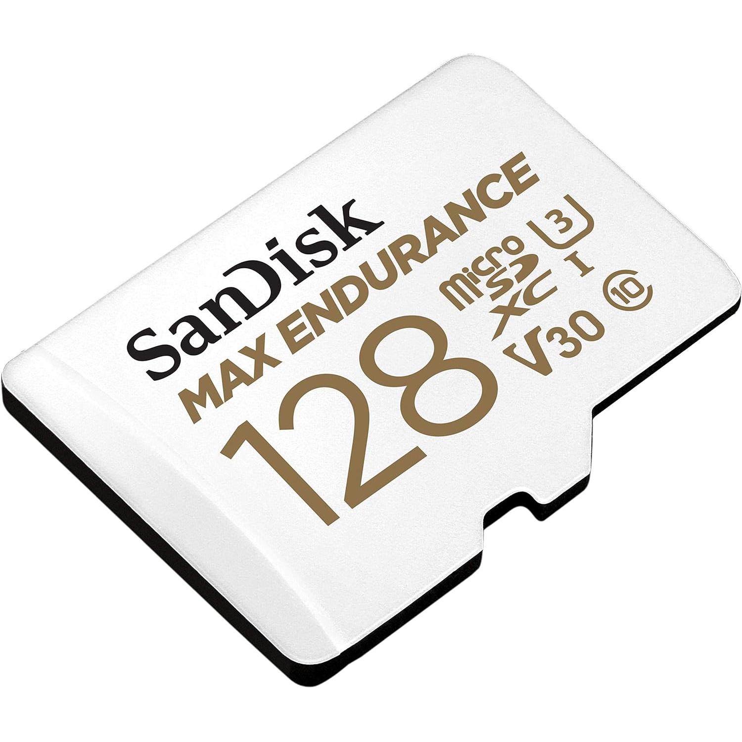 A large main feature product image of SanDisk MAX ENDURANCE 128GB microSDXC U3 V30 UHS-I microSD Card