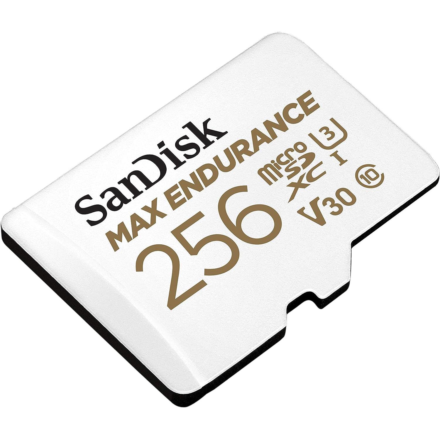 A large main feature product image of SanDisk MAX ENDURANCE 256GB microSDXC U3 V30 UHS-I microSD Card
