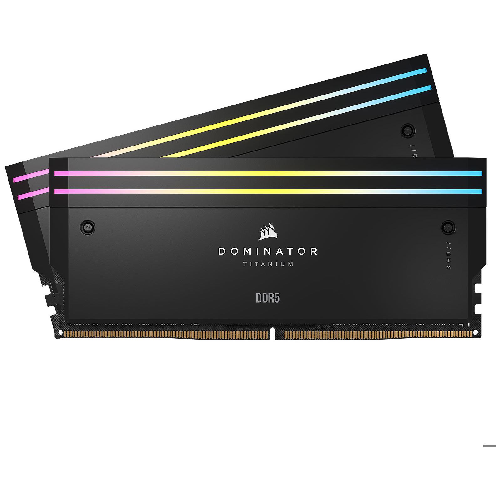 A large main feature product image of Corsair Dominator Titanium RGB 64GB Kit (2x32GB) XMP DDR5-6600 C32