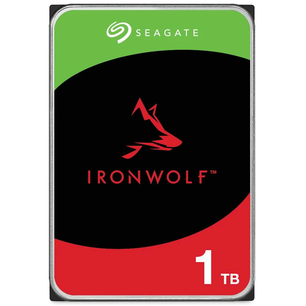 A large main feature product image of Seagate IronWolf 3.5" NAS HDD - 1TB 256MB