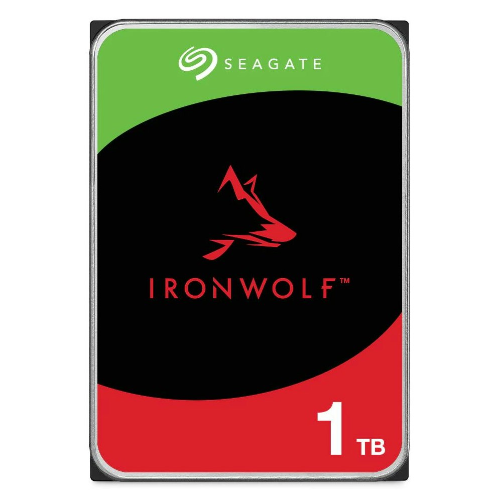 A large main feature product image of Seagate IronWolf 3.5" NAS HDD - 1TB 256MB